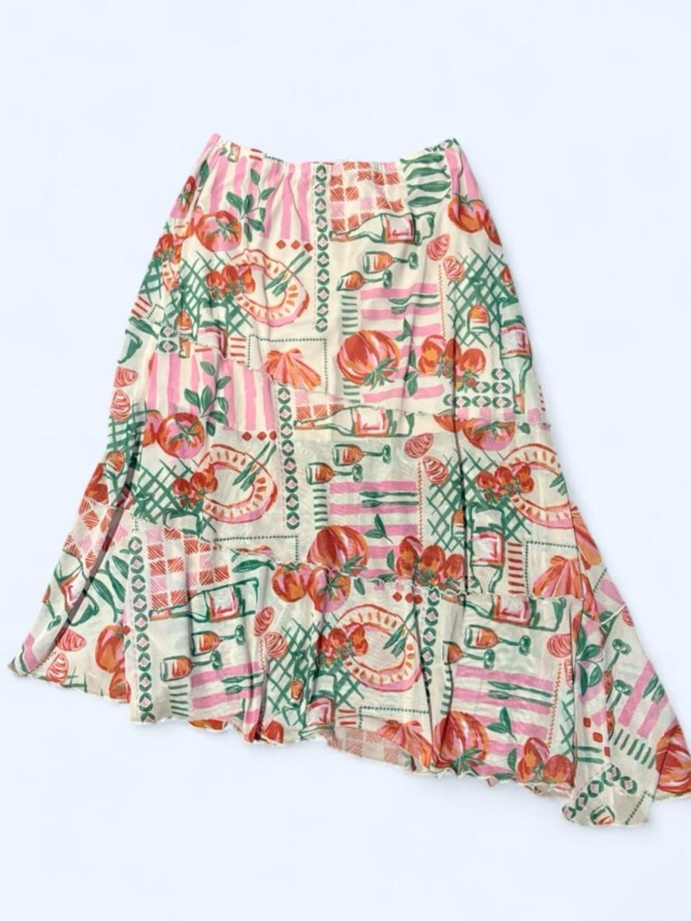See You Monday adorable asymmetrical skirt with fun print med